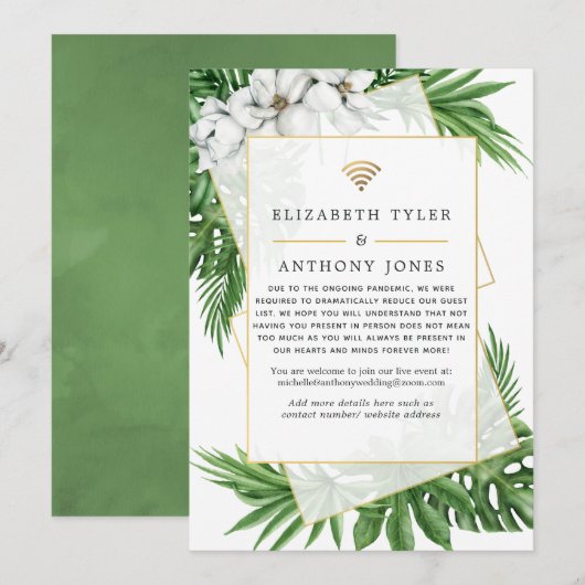 Tropische Geometrische Virtuele Trouwgastenlijst Aankondiging (Voorkant / Achterkant)