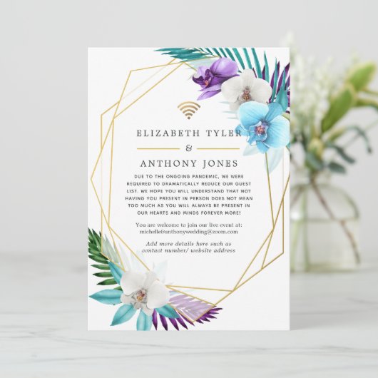 Tropische Geometrische Virtuele Trouwgastenlijst Aankondiging (Staand voorkant)