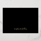 Tropische geometrische zwarte en gouden bruiloft folie uitnodiging (Achterkant)