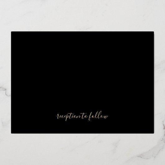 Tropische geometrische zwarte en gouden bruiloft folie uitnodiging (Achterkant)