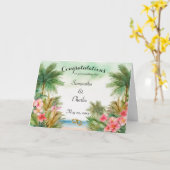 Tropische gepersonaliseerde bruiloft Wenskaart Kaart (Gele Bloem)