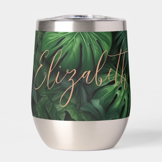 Tropische gepersonaliseerde Monstera Gouden Script (Voorkant)