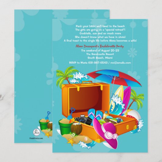 Tropische Get-Away vrijgezellenfeest uitnodiging (Voorkant / Achterkant)