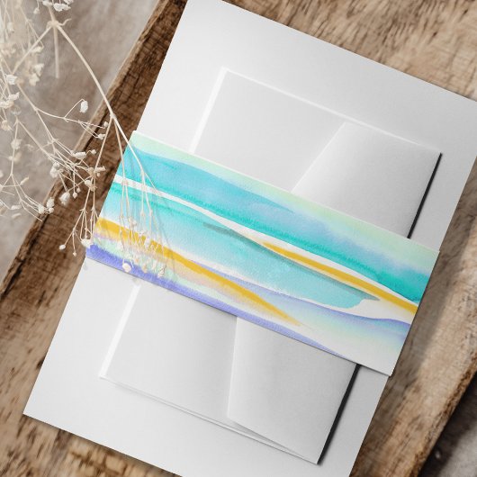 Tropische getijdenlijnen abstracte kunst bruiloft uitnodigingen wikkel