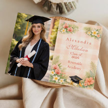 Tropische Gingham Bloemen Afstuderen