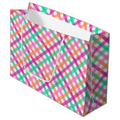 Tropische Gingham Grote Cadeautas (Voorkant Gekanteld)