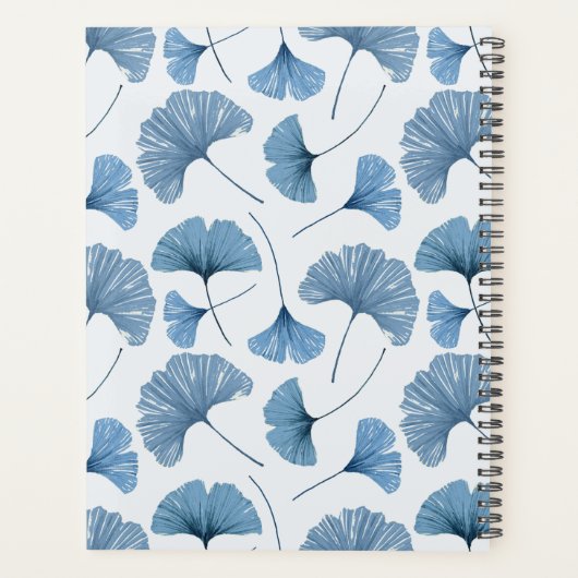Tropische Ginkgo Foliage Dusty Blue Wedding Planne Planner (Achterkant)