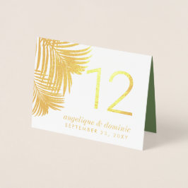 Tropische glam palm laat ECHTE FOLIE tafelnummers