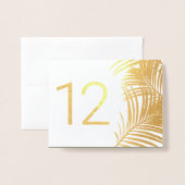 Tropische glam palm laat ECHTE FOLIE tafelnummers (Met envelop)