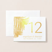 Tropische glam palm laat ECHTE FOLIE tafelnummers (Voorkant met envelop)