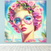 Tropische Glamour Queen Canvas Afdruk (Insitu (Houten vloer))