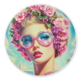 Tropische Glamour Queen Keramische Knop