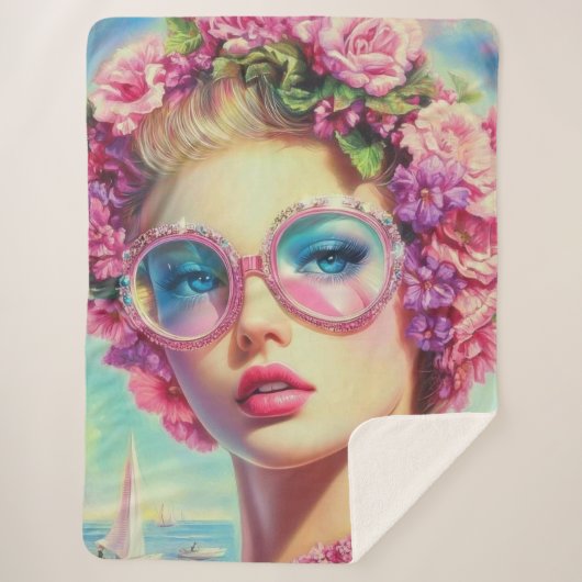 Tropische Glamour Queen Sherpa Deken (Voorkant)