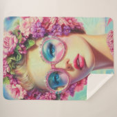 Tropische Glamour Queen Sherpa Deken (Voorkant (horizontaal))