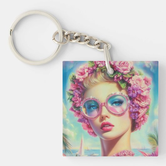 Tropische Glamour Queen Sleutelhanger (Voorkant)