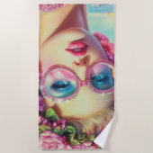 Tropische Glamour Queen Sticker Strandlaken (Voorkant)