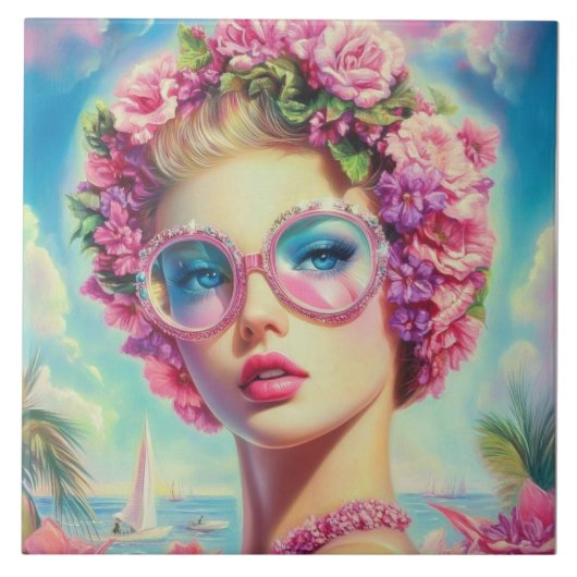 Tropische Glamour Queen Tegeltje (Voorkant)