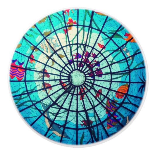 tropische Glas in lood oceaan Keramische Knop (Voorkant)