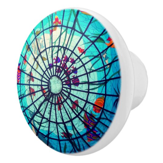 tropische Glas in lood oceaan Keramische Knop (Rechts)