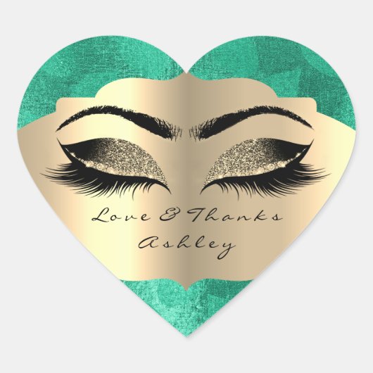 Tropische Glitter Gold Lash Eyes Love & Bedankt Gr Hart Sticker (Voorkant)