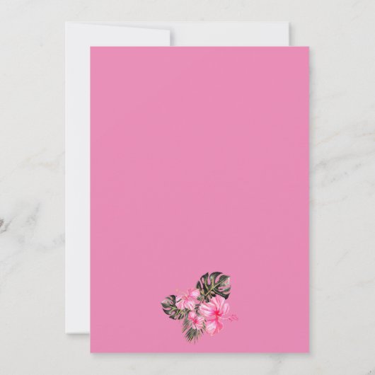 Tropische Glitter Roze Flamingo Baby Shower Kaart (Achterkant)