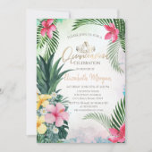 Tropische gloed Pineappel Palm Summer Quinceañera Kaart (Voorkant)