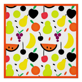 Tropische Gloeiende Neon Fruitpatroon Perfect Poster
