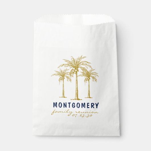 Tropische Gold Palm Trees Custom Family Reunion Bedankzakje (Voorkant)