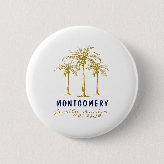 Tropische Gold Palm Trees Custom Family Reunion Ronde Button 5,7 Cm (Voorkant)