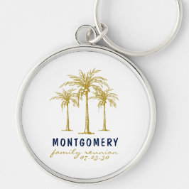 Tropische Gold Palm Trees Custom Family Reunion Sleutelhanger