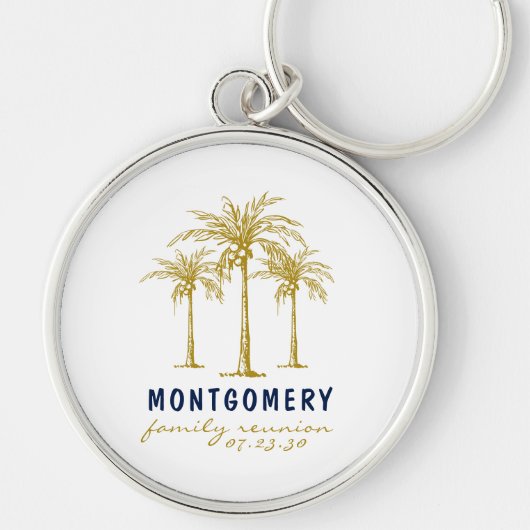 Tropische Gold Palm Trees Custom Family Reunion Sleutelhanger (Voorkant)