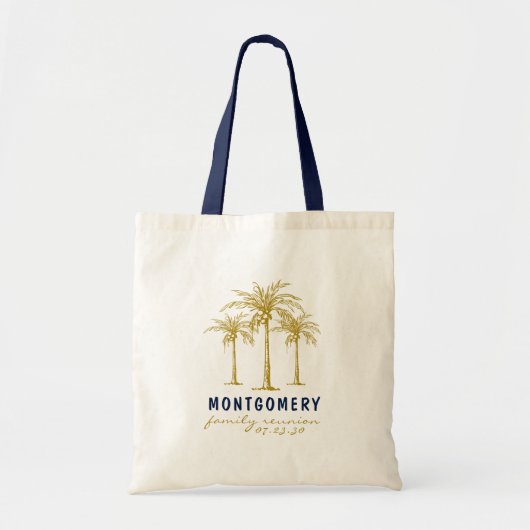 Tropische Gold Palm Trees Custom Family Reunion Tote Bag (Voorkant)