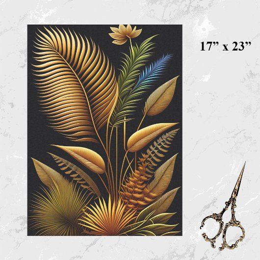 Tropische Gold Reeds Artwork Groot Tissuepapier
