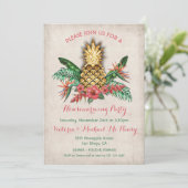 Tropische Golden Pineapple Housewarming Party Kaart (Staand voorkant)