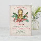Tropische Golden Pineapple Luau Party Kaart (Staand voorkant)