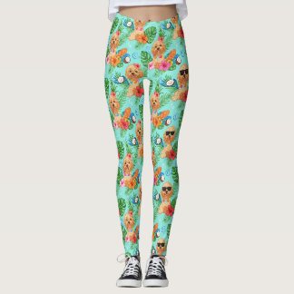 Tropische Goldendoodle Strandstemming Leggings