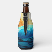 Tropische golf bij zonsopgang flesjeskoeler (Fles Achterkant)