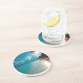 Tropische golven Blauwe bewolkte lucht strand Zandsteen Onderzetter (Zijkant)