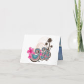 Tropische golven en roze hibiscus huwelijksdankbet bedankkaart (Achterkant)