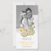 Tropische golven Geel Hibiscus Palm Trees Weddensc Bedankkaart (Voorkant)