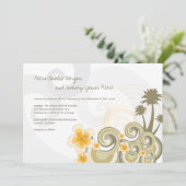 Tropische golven Gele Hibiscus-bestemming bruiloft Kaart (Staand voorkant)