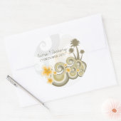 Tropische golven Gele Hibiscus-bestemming bruiloft Ronde Sticker (Envelop)