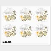 Tropische golven Gele Hibiscus-bestemming bruiloft Ronde Sticker (Vel)