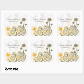 Tropische golven Gele Hibiscus-bestemming bruiloft Vierkante Sticker (Vel)