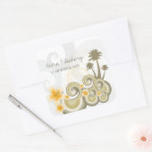 Tropische golven Gele Hibiscus-bestemming bruiloft Vierkante Sticker (Envelop)
