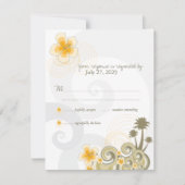 Tropische golven Gele Hibiscus Bestemmingsbruiloft RSVP Kaartje (Voorkant)