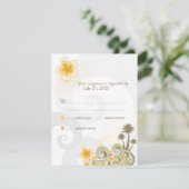 Tropische golven Gele Hibiscus Bestemmingsbruiloft RSVP Kaartje (Staand voorkant)
