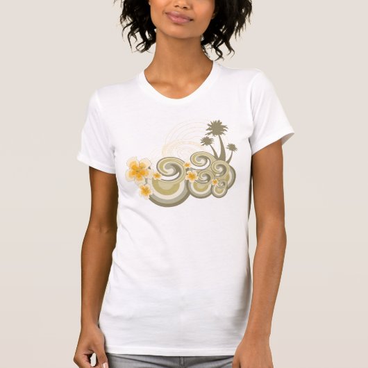 Tropische golven Gele Hibiscus Summer Palm Trees T-shirt (Voorkant)