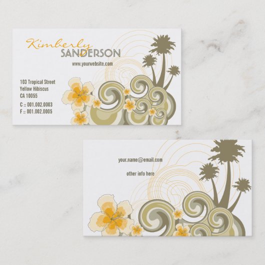 Tropische golven Hibiscus Beach Summer Palm Trees Visitekaartje (Voorkant / Achterkant)