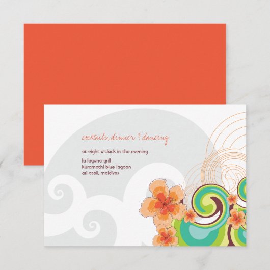 Tropische golven Hibiscus Beach Weddenschappen Kaart (Voorkant / Achterkant)